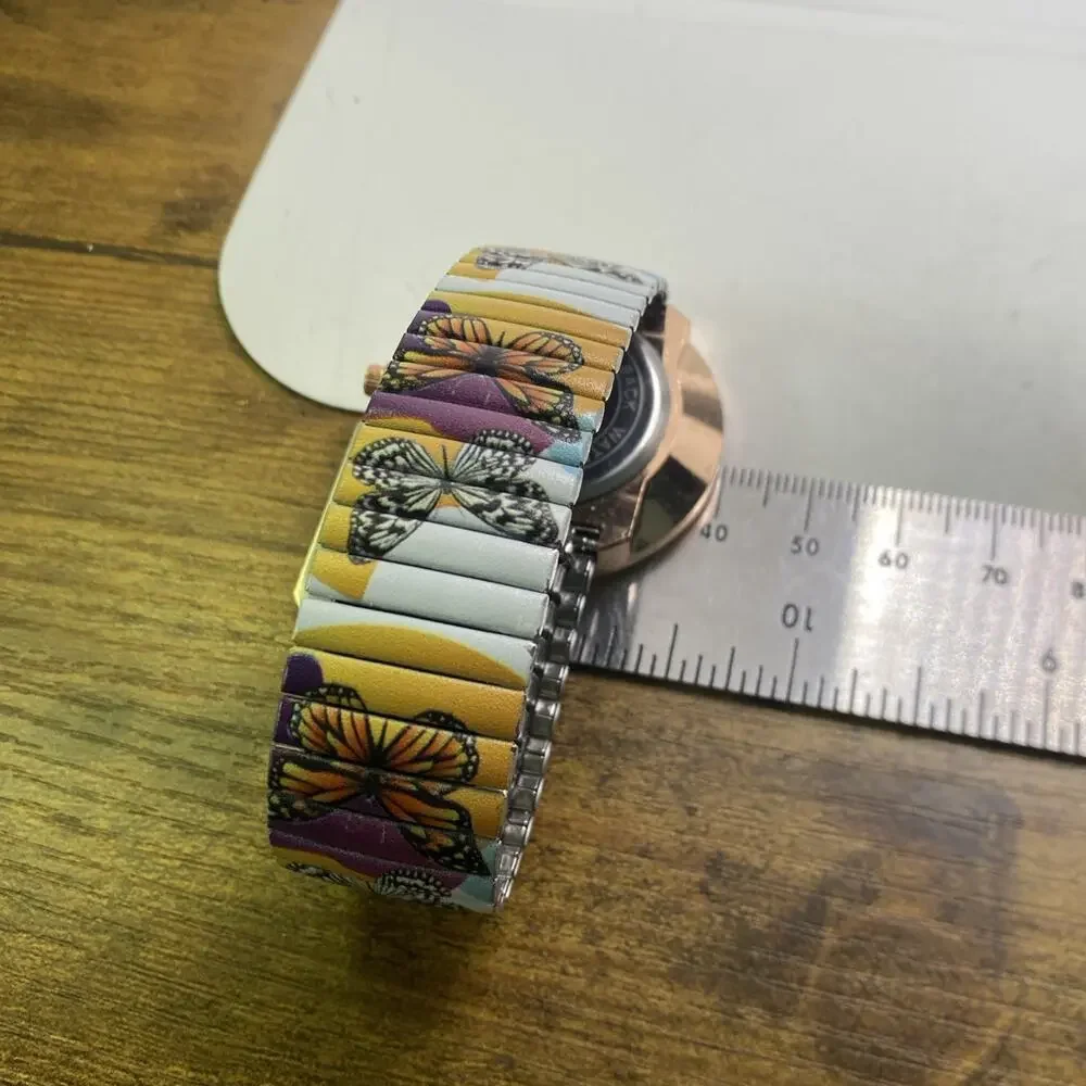 Womens Butterfly Stretch Band Watch Works New Battery